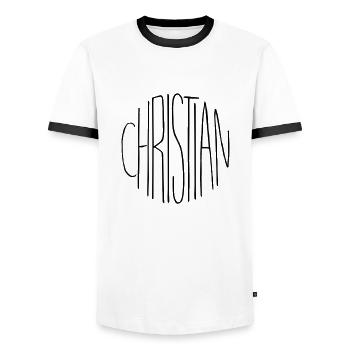 Chrétien - T-shirt contrasté Homme - blanc/noir - Devant - AI Model Female 172 light (172cm) & AI Model Male 178 dark (178cm)
