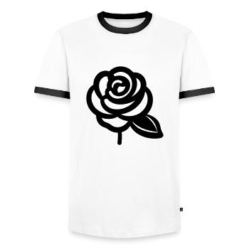Pink Flower - Men's Ringer Shirt - white/black - Front - AI Model Female 172 light (172cm) & AI Model Male 178 dark (178cm)