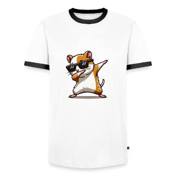 Hamster dabbing - Men's Ringer Shirt - white/black - Front - AI Model Female 172 light (172cm) & AI Model Male 178 dark (178cm)