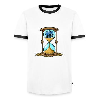 Sablier Éléphant - T-shirt contrasté Homme - blanc/noir - Devant - AI Model Female 172 light (172cm) & AI Model Male 178 dark (178cm)