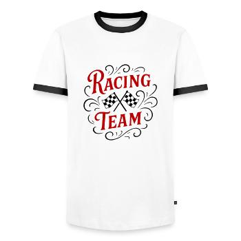 Racing Team - Men's Ringer Shirt - white/black - Front - AI Model Female 172 light (172cm) & AI Model Male 178 dark (178cm)