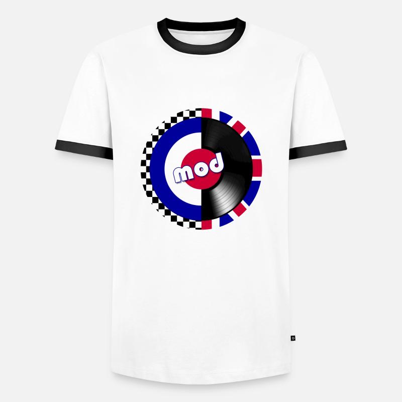 mod target record - Men's Ringer Shirt - white/black