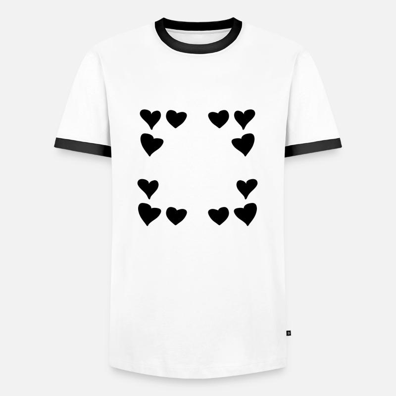 Hearts Pattern Frame Square Heart - Men's Ringer Shirt - white/black