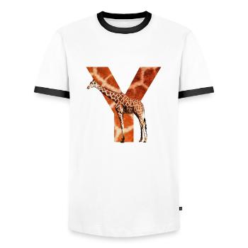 giraffe y - Men's Ringer Shirt - white/black - Front - AI Model Female 172 light (172cm) & AI Model Male 178 dark (178cm)