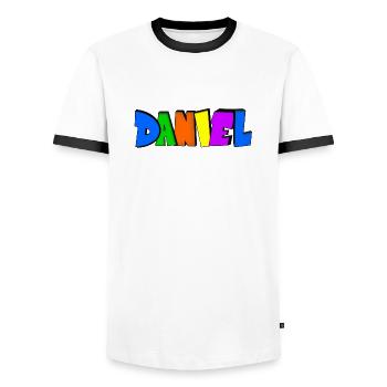 Daniel - Männer Kontrast-T-Shirt - Weiß/Schwarz - Vorne - AI Model Female 172 light (172cm) & AI Model Male 178 dark (178cm)