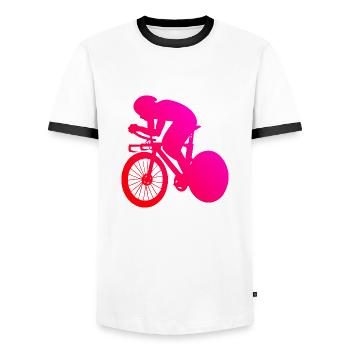 Vélo de route Cycliste de route Femmes Vélo de route Hommes - T-shirt contrasté Homme - blanc/noir - Devant - AI Model Female 172 light (172cm) & AI Model Male 178 dark (178cm)