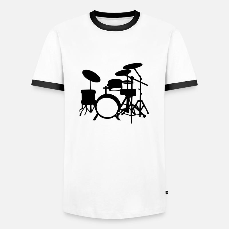 Schlagzeug - Männer Kontrast-T-Shirt - Weiß/Schwarz