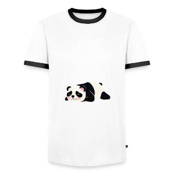Nope Not Today - Lazy Panda - Men's Ringer Shirt - white/black - Front - AI Model Female 172 light (172cm) & AI Model Male 178 dark (178cm)