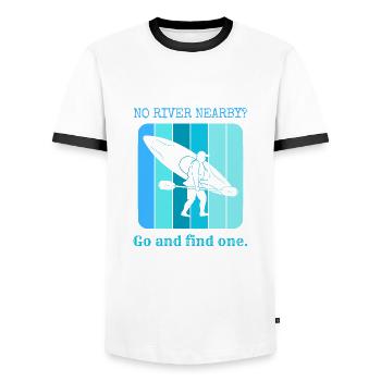 Pas de rivière à proximité? Allez en trouver un. - T-shirt contrasté Homme - blanc/noir - Devant - AI Model Female 172 light (172cm) & AI Model Male 178 dark (178cm)