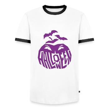 Citrouille effrayante violette - T-shirt contrasté Homme - blanc/noir - Devant - AI Model Female 172 light (172cm) & AI Model Male 178 dark (178cm)