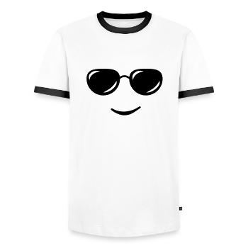 sunglasses smile reflection - T-shirt contrasté Homme - blanc/noir - Devant - AI Model Female 172 light (172cm) & AI Model Male 178 dark (178cm)