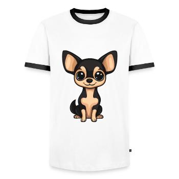 Chihuahua Hund Comic Baby - Männer Kontrast-T-Shirt - Weiß/Schwarz - Vorne - AI Model Female 172 light (172cm) & AI Model Male 178 dark (178cm)