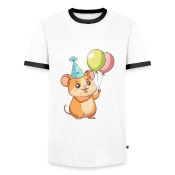 Hamster Birthday Baby - Men's Ringer Shirt - white/black - Front - AI Model Female 172 light (172cm) & AI Model Male 178 dark (178cm)