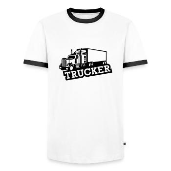 Trucker - T-shirt contrasté Homme - blanc/noir - Devant - AI Model Female 172 light (172cm) & AI Model Male 178 dark (178cm)