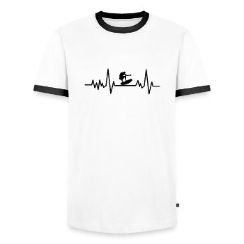 wakeboarden herzschlag wakeboard wakeboarder - T-shirt contrasté Homme - blanc/noir - Devant - AI Model Female 172 light (172cm) & AI Model Male 178 dark (178cm)