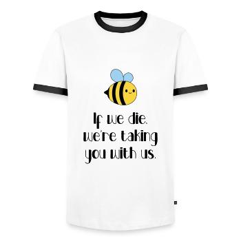 Ecology - Let's protect the bees! - Men's Ringer Shirt - white/black - Front - AI Model Female 172 light (172cm) & AI Model Male 178 dark (178cm)