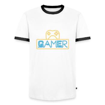 Gamer Neon - T-shirt contrasté Homme - blanc/noir - Devant - AI Model Female 172 light (172cm) & AI Model Male 178 dark (178cm)