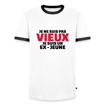 Je ne suis pas vieux je suis un ex-jeune - T-shirt contrasté Homme - blanc/noir - Devant - AI Model Female 172 light (172cm) & AI Model Male 178 dark (178cm)