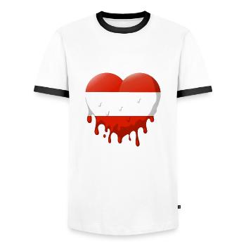 Austria Flag Austria Austrian Flag AT - Men's Ringer Shirt - white/black - Front - AI Model Female 172 light (172cm) & AI Model Male 178 dark (178cm)