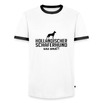 BERGER HOLLANDAIS QUOI D’AUTRE Chiens Wilsigns - T-shirt contrasté Homme - blanc/noir - Devant - AI Model Female 172 light (172cm) & AI Model Male 178 dark (178cm)