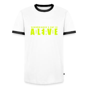 Schrödingers Katze - Men's Ringer Shirt - white/black - Front - AI Model Female 172 light (172cm) & AI Model Male 178 dark (178cm)