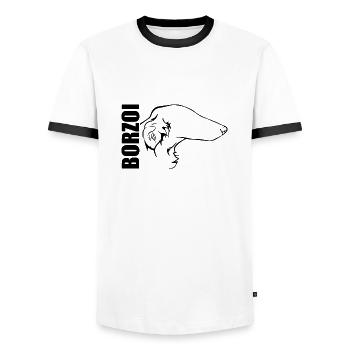BORZOI Profil Hunde Hund Wilsigns - Männer Kontrast-T-Shirt - Weiß/Schwarz - Vorne - AI Model Female 172 light (172cm) & AI Model Male 178 dark (178cm)