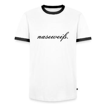 naseweiß - Männer Kontrast-T-Shirt - Weiß/Schwarz - Vorne - AI Model Female 172 light (172cm) & AI Model Male 178 dark (178cm)