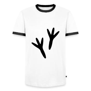Empreinte d’oiseau Pattes d’oie Pied d’oiseau Pied d’oiseau - T-shirt contrasté Homme - blanc/noir - Devant - AI Model Female 172 light (172cm) & AI Model Male 178 dark (178cm)