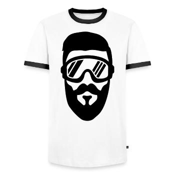 ski goggles beard - Men's Ringer Shirt - white/black - Front - AI Model Female 172 light (172cm) & AI Model Male 178 dark (178cm)