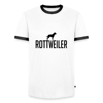 ROTTWEILER Hunderasse Hund Hunde Wilsigns - Männer Kontrast-T-Shirt - Weiß/Schwarz - Vorne - AI Model Female 172 light (172cm) & AI Model Male 178 dark (178cm)