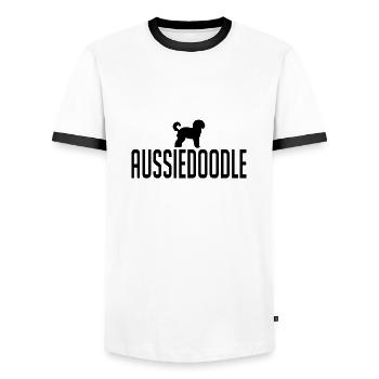 Aussiedoodle Races de chiens Chiens Wilsigns - T-shirt contrasté Homme - blanc/noir - Devant - AI Model Female 172 light (172cm) & AI Model Male 178 dark (178cm)