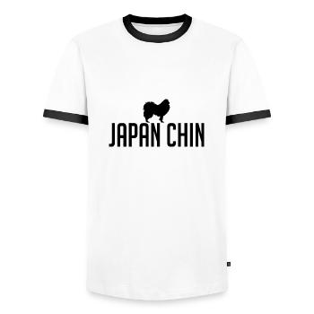 JAPON CHIN Race Chien Chien Chiens Wilsigns - T-shirt contrasté Homme - blanc/noir - Devant - AI Model Female 172 light (172cm) & AI Model Male 178 dark (178cm)
