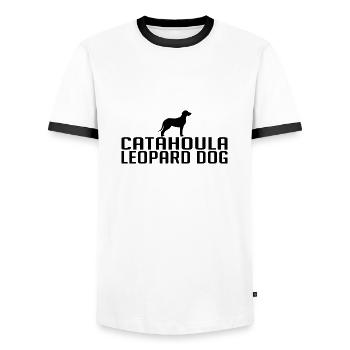 Catahoula Leopard Dog Dog breed Dogs Wilsigns - Men's Ringer Shirt - white/black - Front - AI Model Female 172 light (172cm) & AI Model Male 178 dark (178cm)
