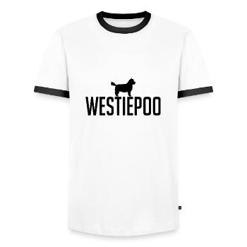 Westiepoo Dog Breeds Dogs Dog Wilsigns - Men's Ringer Shirt - white/black - Front - AI Model Female 172 light (172cm) & AI Model Male 178 dark (178cm)
