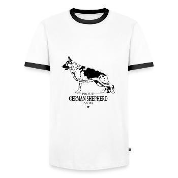 German Shepherd Mom Hunde Hund Wilsigns - Männer Kontrast-T-Shirt - Weiß/Schwarz - Vorne - AI Model Female 172 light (172cm) & AI Model Male 178 dark (178cm)