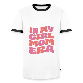 À l’époque de ma fille maman - Fille maman maman fille - T-shirt contrasté Homme - blanc/noir - Devant - AI Model Female 172 light (172cm) & AI Model Male 178 dark (178cm)