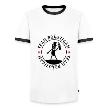 Hochzeit Bräutigam Team - Männer Kontrast-T-Shirt - Weiß/Schwarz - Vorne - AI Model Female 172 light (172cm) & AI Model Male 178 dark (178cm)