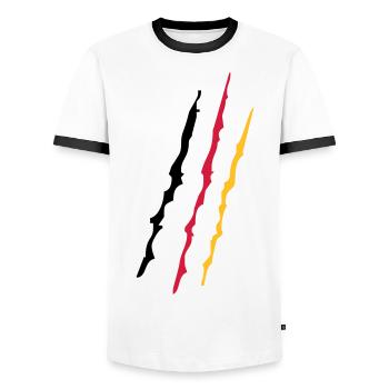 Germany - Men's Ringer Shirt - white/black - Front - AI Model Female 172 light (172cm) & AI Model Male 178 dark (178cm)