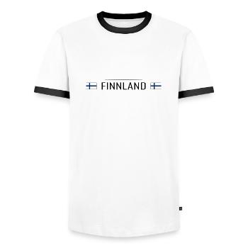 Finland Country Finland Scandinavia Vacation Travel - Men's Ringer Shirt - white/black - Front - AI Model Female 172 light (172cm) & AI Model Male 178 dark (178cm)