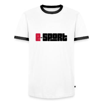 E-Sport - T-shirt contrasté Homme - blanc/noir - Devant - AI Model Female 172 light (172cm) & AI Model Male 178 dark (178cm)