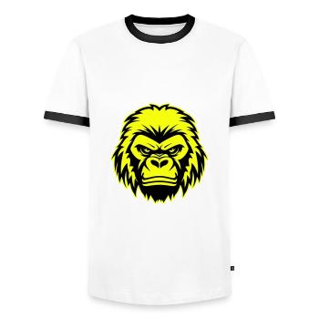 Gorilla Head Portrait Icon - Men's Ringer Shirt - white/black - Front - AI Model Female 172 light (172cm) & AI Model Male 178 dark (178cm)