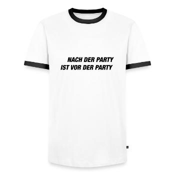 Nach der Party... (Spruch) - Männer Kontrast-T-Shirt - Weiß/Schwarz - Vorne - AI Model Female 172 light (172cm) & AI Model Male 178 dark (178cm)