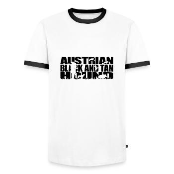 AUSTRIAN BLACK AND TAN HOUND Hunting Dogs Wilsigns - Men's Ringer Shirt - white/black - Front - AI Model Female 172 light (172cm) & AI Model Male 178 dark (178cm)