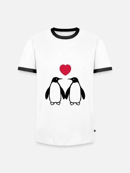 Verliebte Pinguine - Men's Ringer Shirt - white/black
