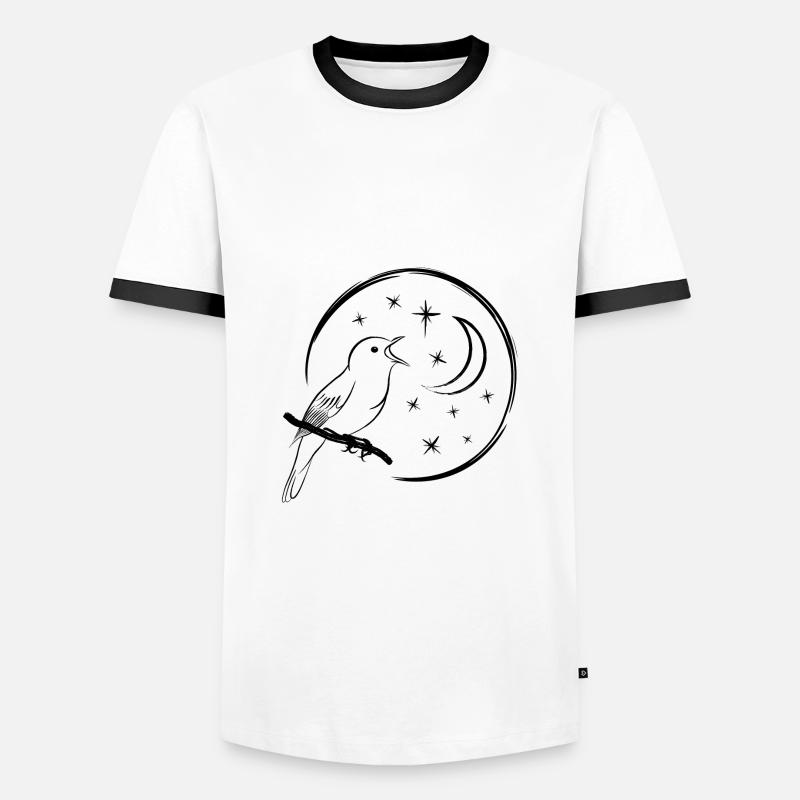 singing nightingale / singing bird - Men's Ringer Shirt - white/black