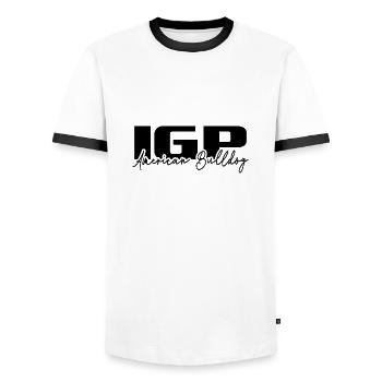 IGP AMERICAN BULLDOG Dog Sports Wilsigns Dogs - Men's Ringer Shirt - white/black - Front - AI Model Female 172 light (172cm) & AI Model Male 178 dark (178cm)