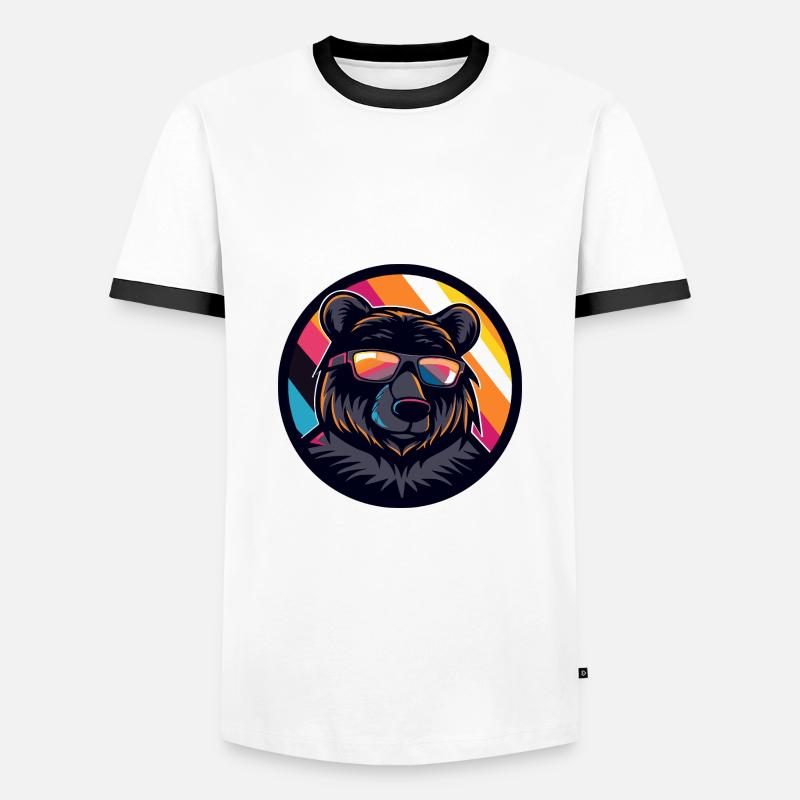 Bear Comic Cool Summer - Men's Ringer Shirt - white/black