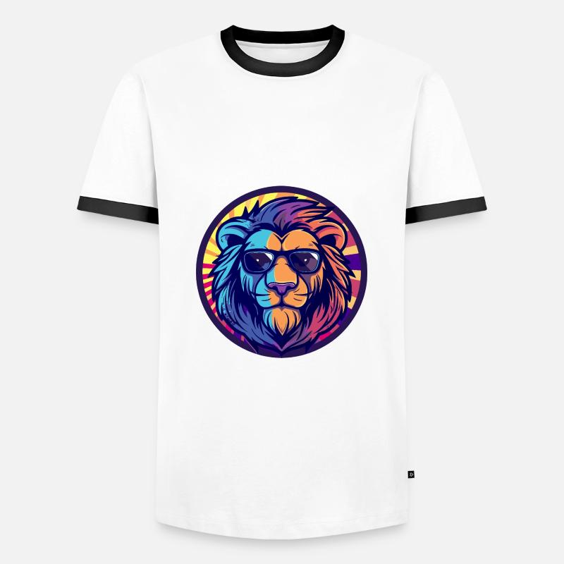 Löwe Comic Cool Sommer - Männer Kontrast-T-Shirt - Weiß/Schwarz