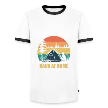 Pêche au lac avec tente - Retour à la maison - T-shirt contrasté Homme - blanc/noir - Devant - AI Model Female 172 light (172cm) & AI Model Male 178 dark (178cm)