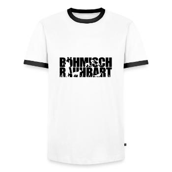 BÖHMISCH RAUHBART Jagdhunde Jagdhund Wilsigns - Männer Kontrast-T-Shirt - Weiß/Schwarz - Vorne - AI Model Female 172 light (172cm) & AI Model Male 178 dark (178cm)